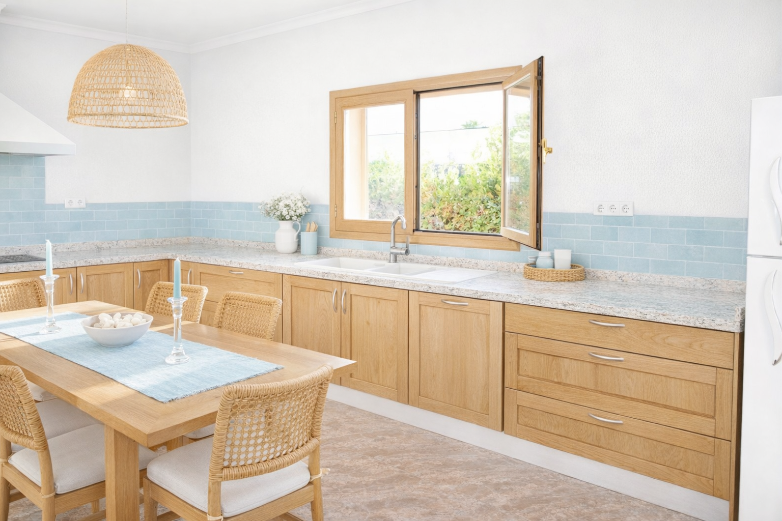 Updated kitchen visualization with contemporary materials.